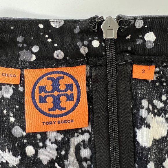 Tory Burch Meredith Paint Splatter Print Silk Dress Black White Gray size Small - Picture 10 of 13